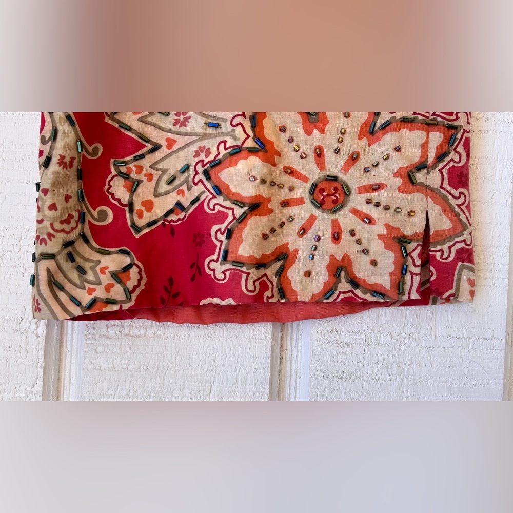 Muse Women’s‎ Floral Beaded Pants High Rise Straight Leg Lined Size 8 - Picture 8 of 14
